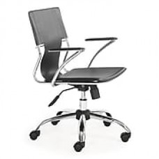 Zuo Trafico Leather Computer and Desk Office Chair, Fixed Arms, Black (205181ZUO)