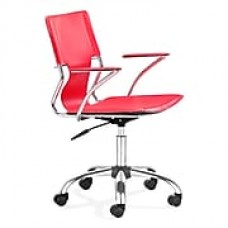 Zuo Trafico Leather Computer and Desk Office Chair, Fixed Arms, Red (205184ZUO)