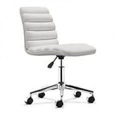 Zuo Admire Leather Computer and Desk Office Chair, Armless, White (205711ZUO)