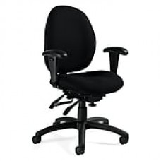 Global Malaga Fabric Computer and Desk Office Chair, Adjustable Arms, Black (QS31413TDBKJN11)