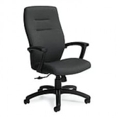 Global Total Office High-Back Fabric Executive Office Chair, Silver, Fixed Arm (QS50904BKQL19)