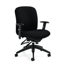 Global Multi-Tilter Fabric Computer and Desk Office Chair, Black, Adjustable Arm (QSTS54513BKS110)