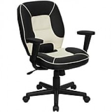 Flash Furniture Plastic Executive Office Chair, Adjustable Arms, Black/Cream (BT2922BK)