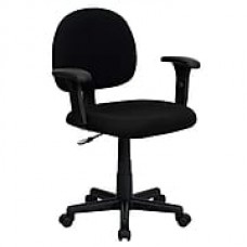 Flash Furniture Fabric Computer and Desk Office Chair, Adjustable Arms, Black (BT6601BKA)