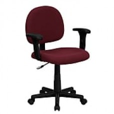 Flash Furniture Fabric Computer and Desk Office Chair, Adjustable Arms, Burgundy (BT6601BYA)