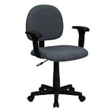 Flash Furniture Fabric Computer and Desk Office Chair, Adjustable Arms, Gray (BT6601GYA)