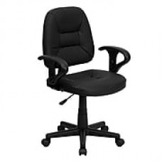 Flash Furniture Leather Computer and Desk Office Chair, Adjustable Arms, Black (BT682BK)