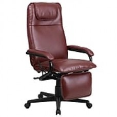 Flash Furniture LeatherSoft Leather Executive Office Chair, Fixed Arms, Burgundy (BT70172BG)