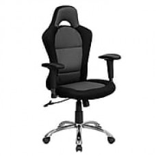 Flash Furniture Bucket Seat Mesh Computer and Desk Office Chair, Adjustable Arms, Gray/Black (BT9015GYBK)