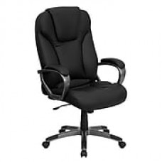 Flash Furniture LeatherSoft Leather Executive Office Chair, Fixed Arms, Black (BT9066BK)