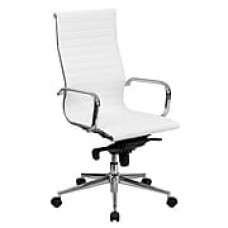 Flash Furniture Leather Executive Office Chair, Fixed Arms, White (BT9826HWH)