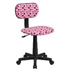 Flash Furniture Fabric Computer and Desk Office Chair, Armless, White/Pink (BTDPK)