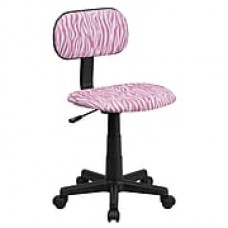 Flash Furniture Zebra Fabric Computer and Desk Office Chair, Armless, Pink/White (BTZPK)