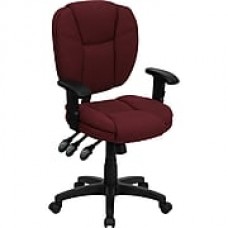 Flash Furniture Fabric Computer and Desk Office Chair, Adjustable Arms, Burgundy (GO930FBYA)