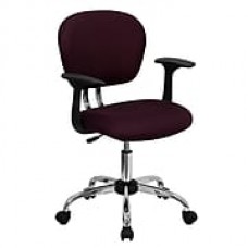 Flash Furniture Mesh Computer and Desk Office Chair, Fixed Arms, Burgundy (H2376FBYARMS)