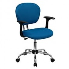 Flash Furniture Mesh Computer and Desk Office Chair, Fixed Arms, Turquoise (H2376FTURARMS)