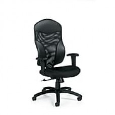 Global Tye Fabric Executive Office Chair, Black, Adjustable Arm (QS19504UR22)