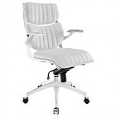 Modway Escape Leather Executive Office Chair, Adjustable Arms, White (848387009090)