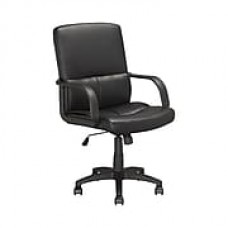 CorLiving Leather Executive Office Chair, Fixed Arms, Black (LOF-308-O)