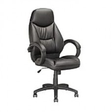 CorLiving Leather Executive Office Chair, Fixed Arms, Black (LOF-508-O)