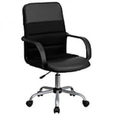 Flash Furniture LeatherSoft Leather Computer and Desk Office Chair, Fixed Arms, Black (LFW61B2)