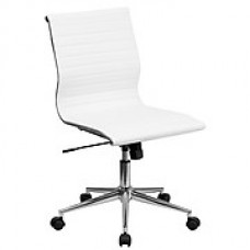 Flash Furniture Leather Conference Office Chair, Armless, White (BT9836M2WH)