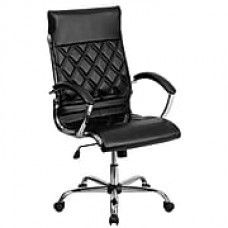 Flash Furniture LeatherSoft Leather Executive Office Chair, Fixed Arms, Black (GO1297HBK)