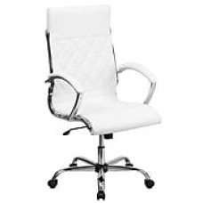 Flash Furniture Leather Executive Office Chair, Fixed Arms, White (GO1297HWH)