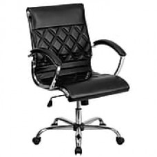 Flash Furniture LeatherSoft Leather Executive Office Chair, Fixed Arms, Black (GO1297MBK)