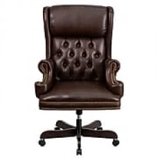 Flash Furniture Leather Executive Office Chair, Fixed Arms, Brown (CIJ600BRN)