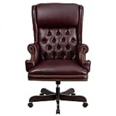 Flash Furniture Leather Executive Office Chair, Fixed Arms, Burgundy (CIJ600BY)