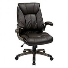 Office Star WorkSmart Faux Leather Managers Office Chair, Adjustable Arms, Espresso (FLH24981-U1)