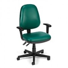 OFM Straton Vinyl Computer and Desk Office Chair, Adjustable Arms, Teal (119-VAM-AA-602)