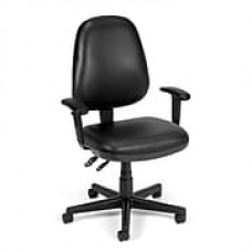 OFM Straton Vinyl Computer and Desk Office Chair, Adjustable Arms, Black (119-VAM-AA-606)