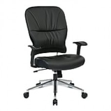 Space Seating Leather Computer and Desk Office Chair, Fixed Arms, Black (32-E33P918P)