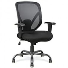 OfficeSource Becker Fabric Executive Office Chair, Adjustable Arms, Black (11701BLK)