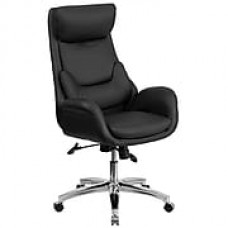 Flash Furniture Pillow-Soft Leather Executive Office Chair, Adjustable Arms, Black (BT90027OH)