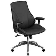 Flash Furniture Leather Executive Office Chair, Fixed Arms, Black (BT90068M)