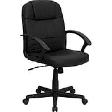 Flash Furniture Leather Executive Office Chair, Fixed Arms, Black (BT8075BK)