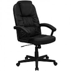 Flash Furniture Leather Executive Office Chair, Fixed Arms, Black (BT983BK)