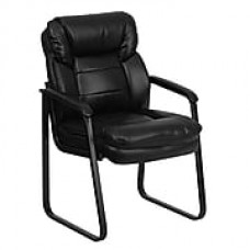 Flash Furniture LeatherSoft Leather Executive Office Chair, Fixed Arms, Black (GO1156BKLEA)