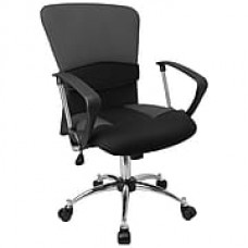 Flash Furniture Fabric Computer and Desk Office Chair, Fixed Arms, Black (LFW23GREY)