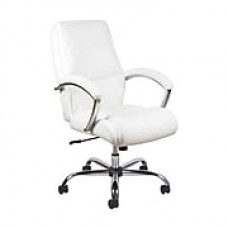 Essentials by OFM Ergonomic High-Back Bonded Leather Executive Chair, White with Chrome Finish, (ESS-6070-WHT)