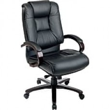 Office Star Leather Executive Office Chair, Fixed Arms, Black (8500)