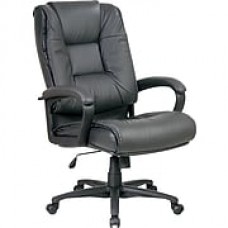 Office Star™ Leather Executive Office Chair, Charcoal, Fixed Arm (EX5162-G12)