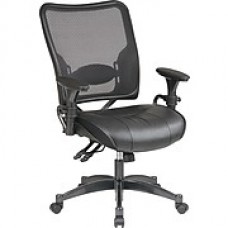 Office Star SPACE Leather Executive Office Chair, Adjustable Arms, Black (6876)