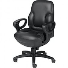 Global Concorde Leather Executive Office Chair, Adjustable Arms, Black (2425-18BK-D534)