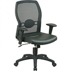 Office Star Leather Managers Office Chair, Adjustable Arms, Black (599402)