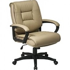 Office Star Leather Executive Office Chair, Beige, Fixed Arm (EX5161-G11)