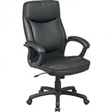 Office Star Leather Executive Office Chair, Black, Fixed Arm (EC6583-EC3)